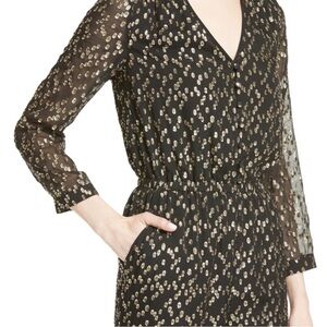 Kate Spade Black and Gold Patterned Jumpsuit